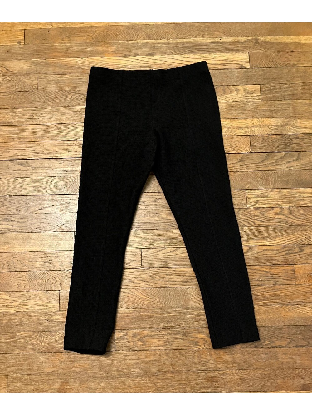 Sno Skins Womens L Black Textured Knit Pull On Trousers Made in USA Stretch